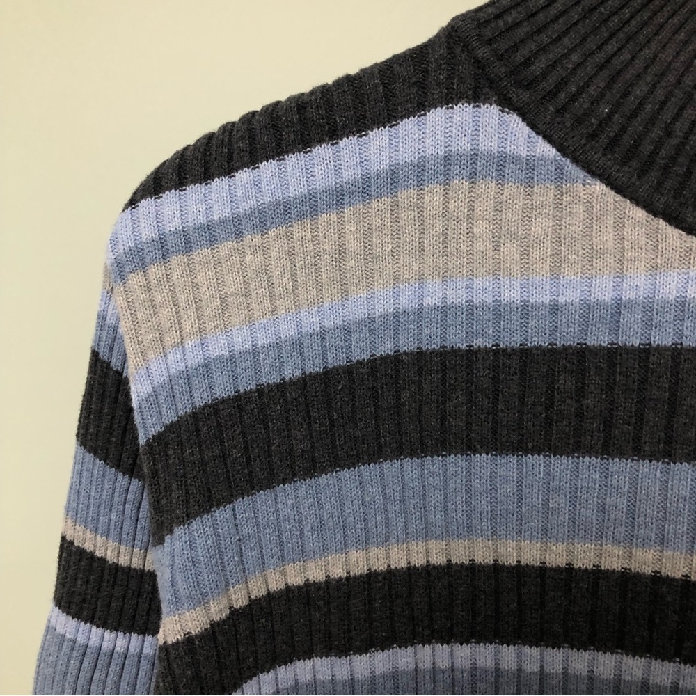 Striped Ribbed Mock Neck Pullover Sweater - Picture 4 of 4